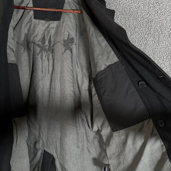 John Varvatos USA Wool Blend Hooded Peacoat Jacket - Men's Size L - Black - Picture 4 of 15